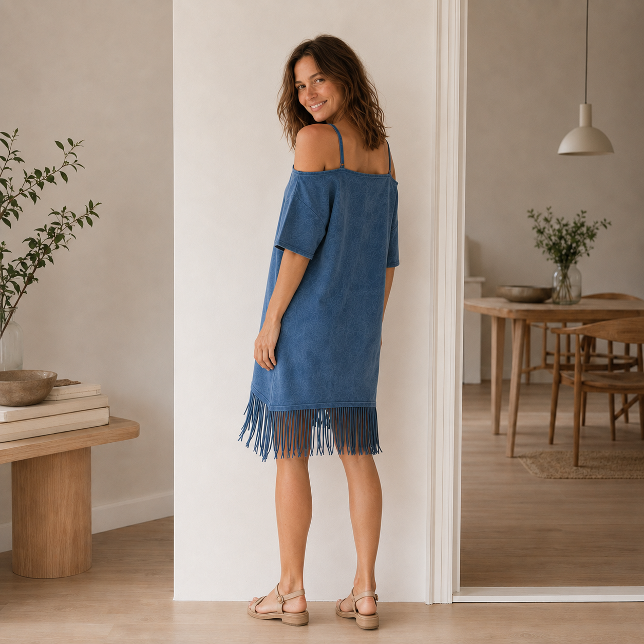Vestido Off-Shoulder Fiona – Look Boho con Flecos
