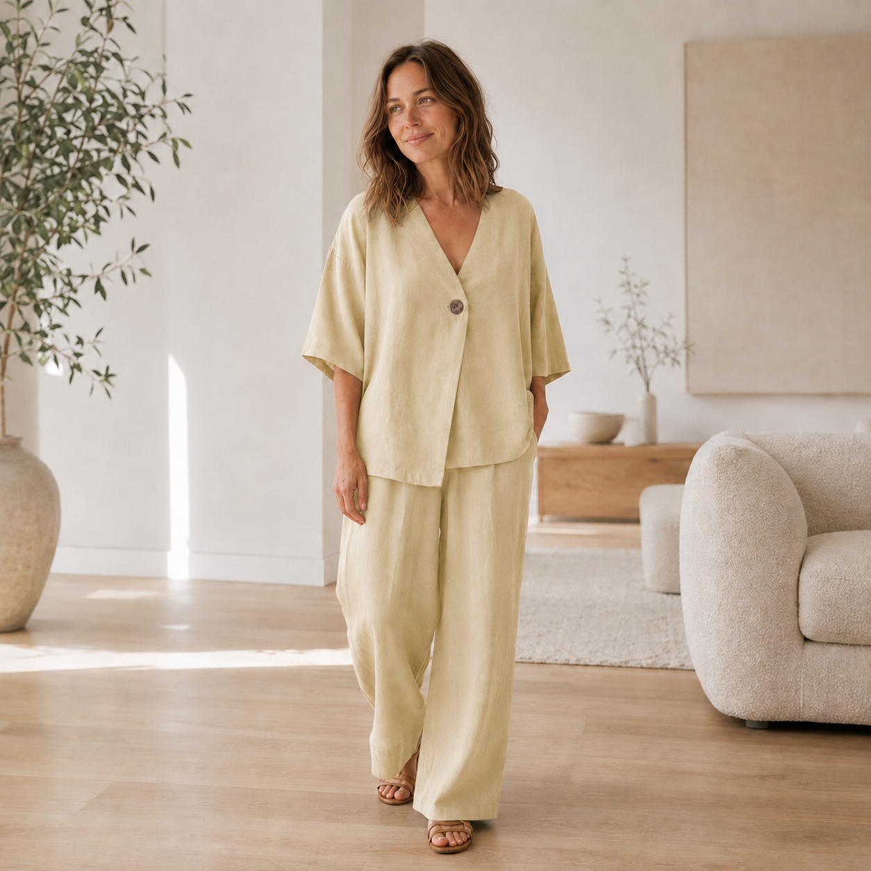 Conjunto Loungewear Mara – Blusa y Pantalón Ancho