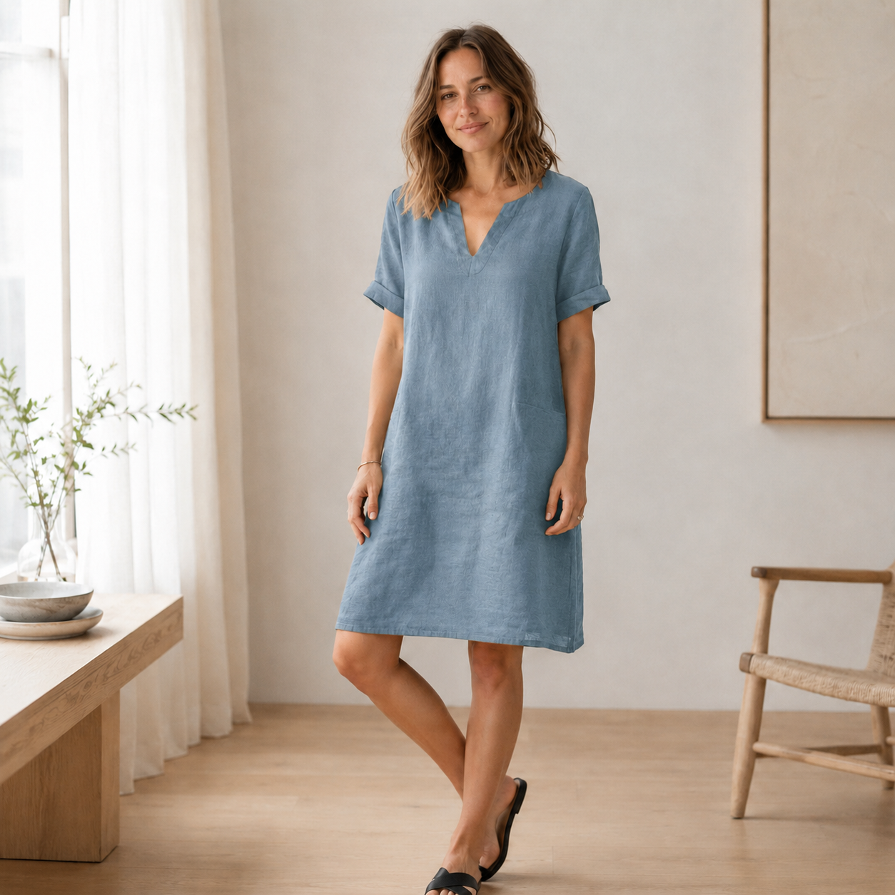 Vestido de Verano Nora – Ligero y Fresco Efecto Lino