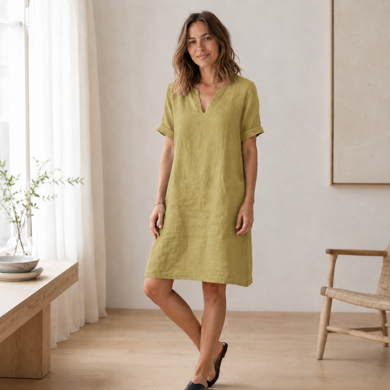 Vestido de Verano Nora – Ligero y Fresco Efecto Lino