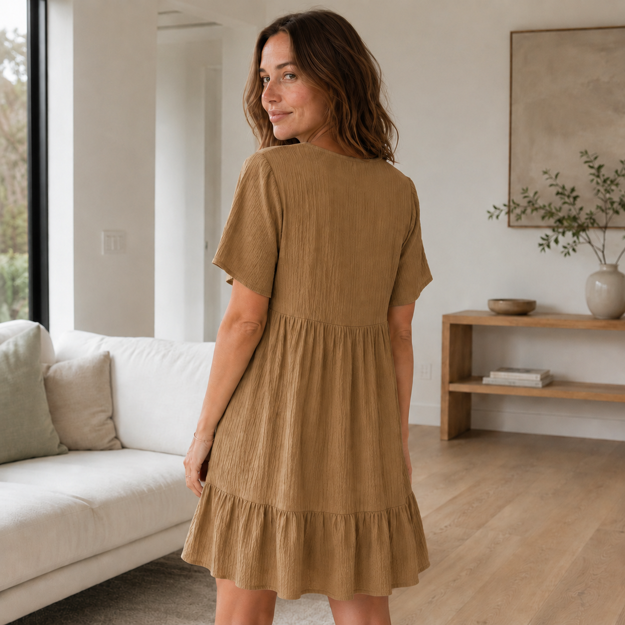 Vestido de Verano con Volantes Livia – Escote en V Escalonado