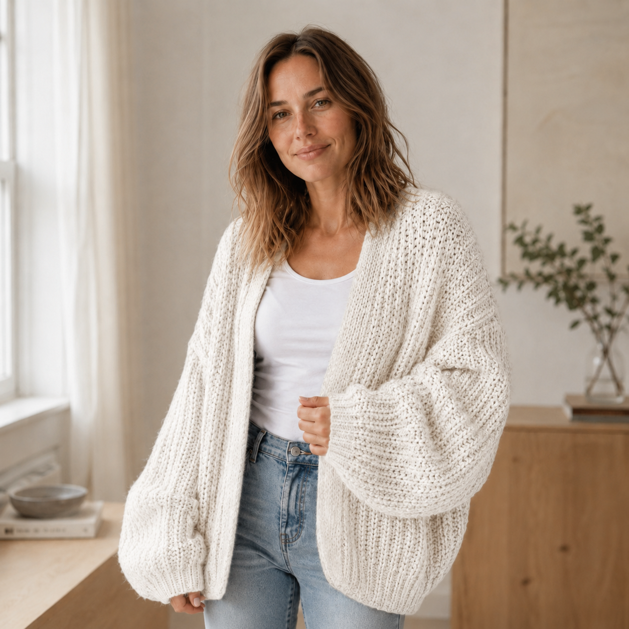 Cárdigan de Punto Grueso Maja – Oversized y Abierto