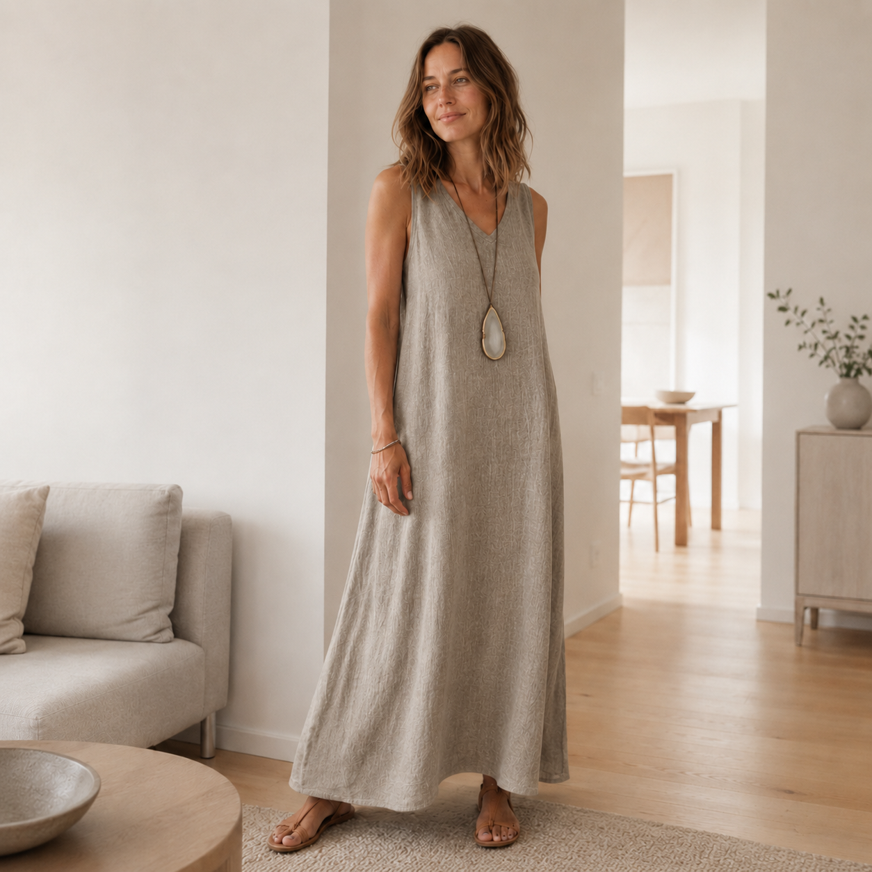 Vestido Largo Boho Fenja – Sin Mangas con Escote en V