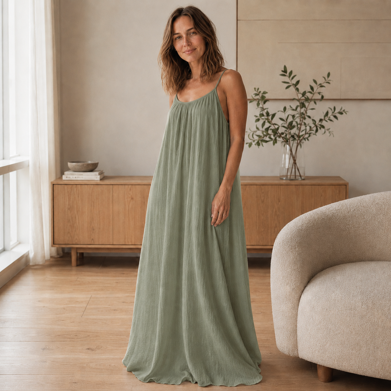 Vestido Largo de Tirantes Saskia – Fresco y de Corte Largo