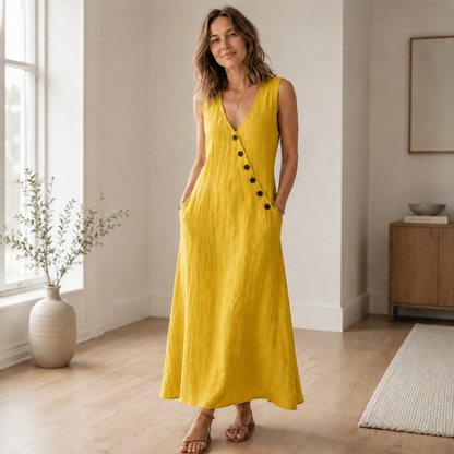 Vestido Largo Ines – Sin Mangas con Escote en V Profundo