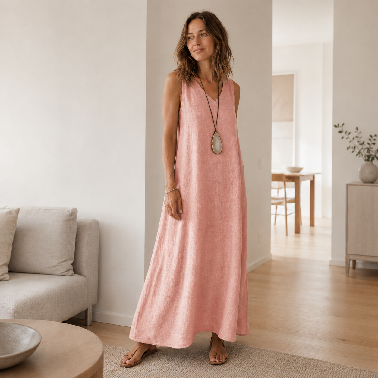 Vestido Largo Boho Fenja – Sin Mangas con Escote en V