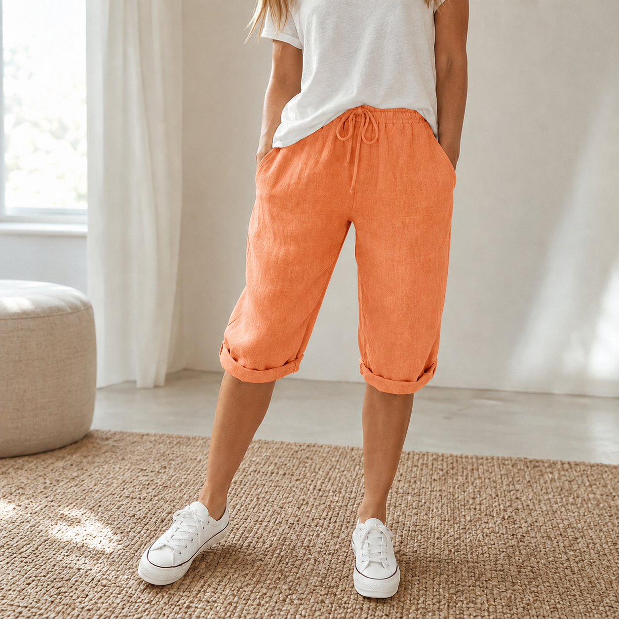 Pantalón Capri Marit – Fresco y Holgado con Cordón Ajustable
