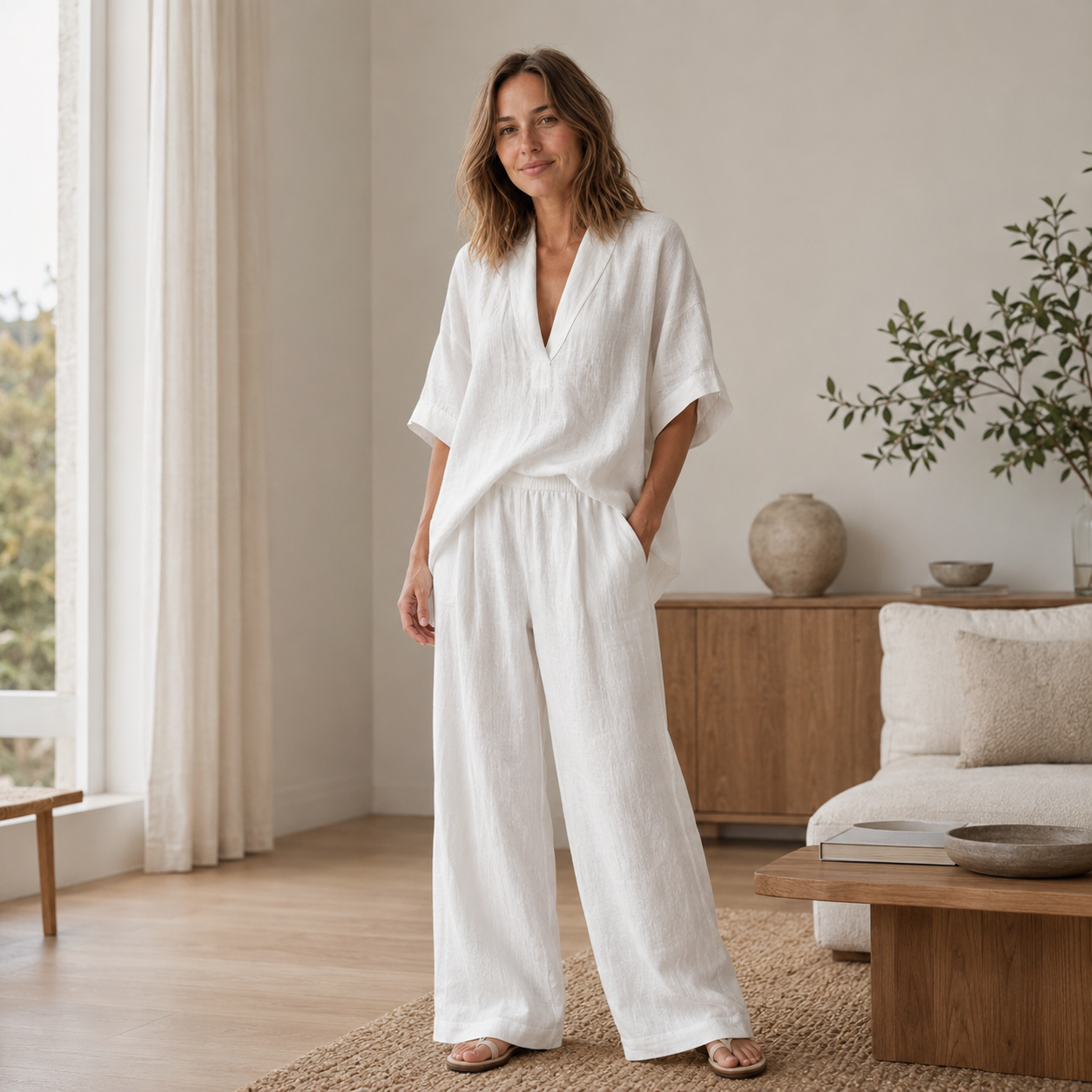 Conjunto Loungewear Lina – Blusa y Pantalón Ancho