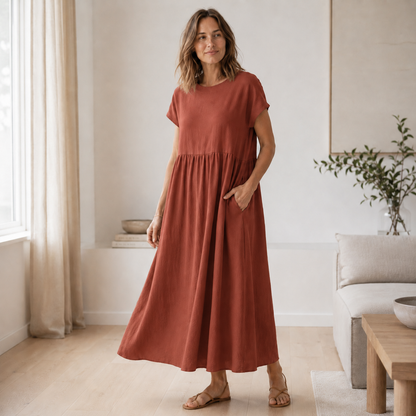 Vestido de Verano Annika – A-Line Amplio con Bolsillos