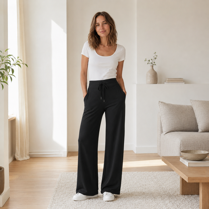 Pantalón Wide-Leg Kira – Cintura Alta Efecto Seda Helada