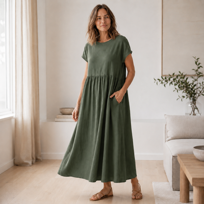 Vestido de Verano Annika – A-Line Amplio con Bolsillos