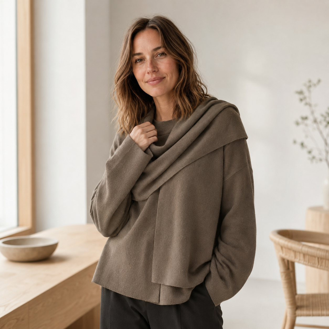 Suéter de Punto Carla – Cuello Bufanda Oversized
