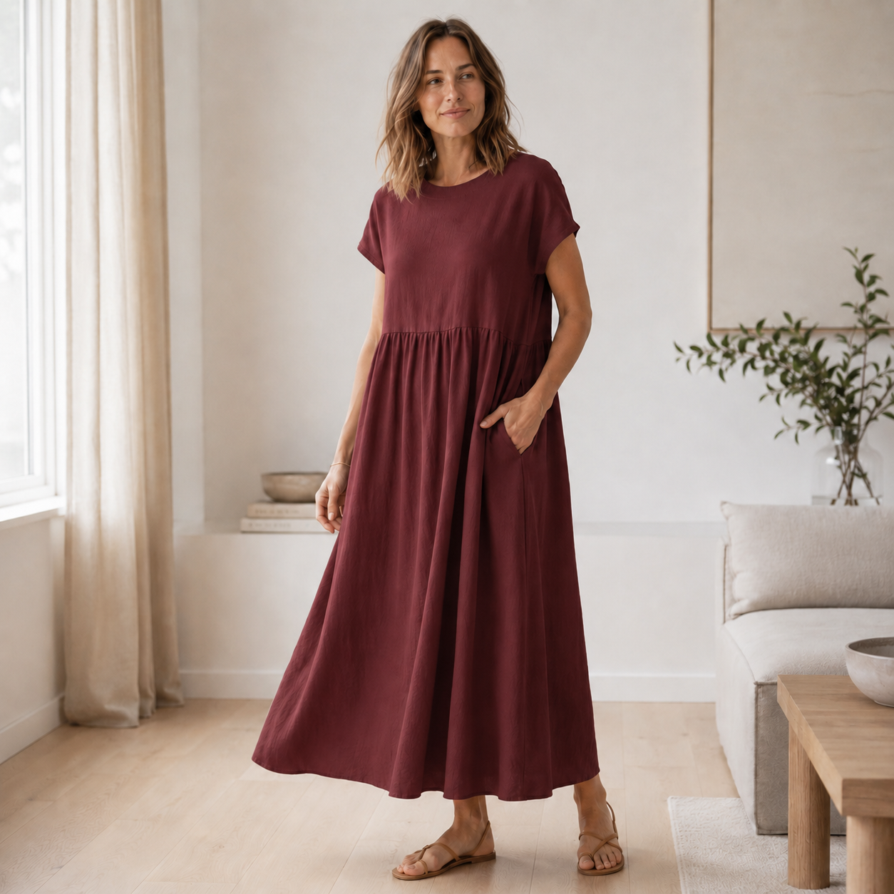 Vestido de Verano Annika – A-Line Amplio con Bolsillos
