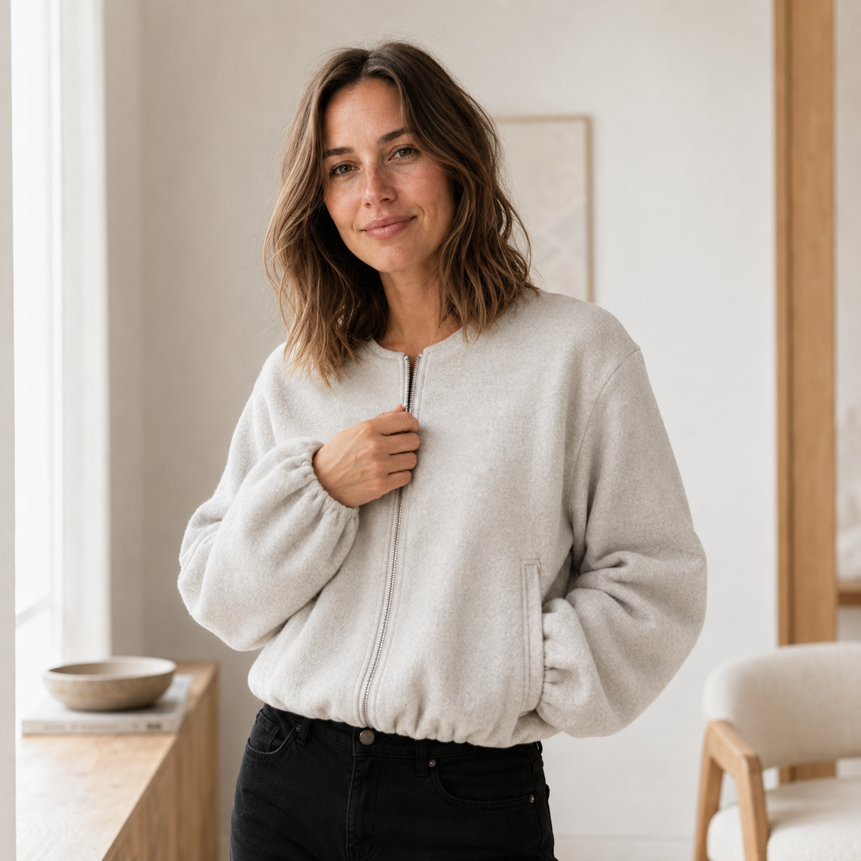 Bomber Polar Nele – Cropped con Cremallera