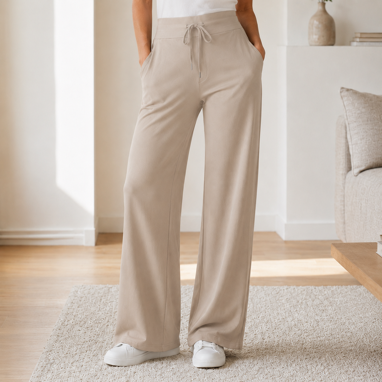 Pantalón Wide-Leg Kira – Cintura Alta Efecto Seda Helada